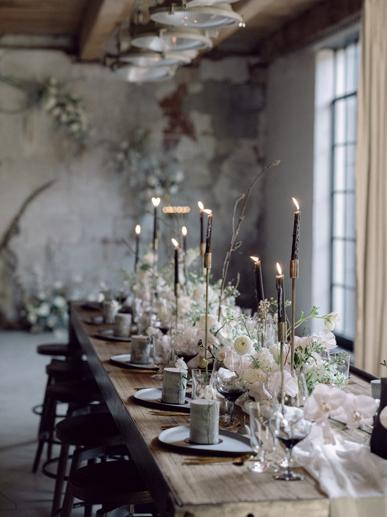 floral candle table scape