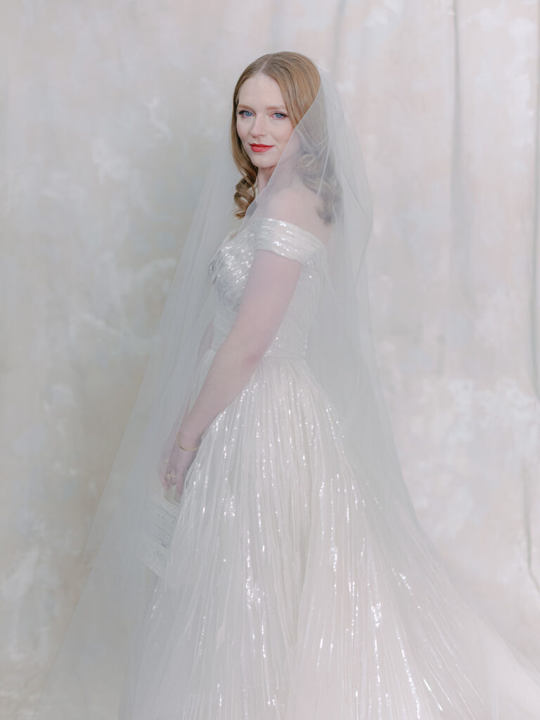 bridal portrait with backdrop 